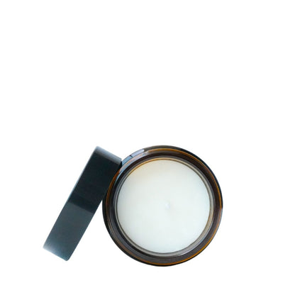 High-end cinnamon vanilla candle in minimalist packaging, crafted from coconut wax
